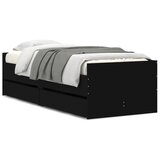 Furnova Posteljni okvir s predali črn 90x190 cm, (21934653) | Shoptok.si