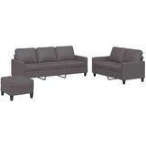 vidaXL 3-dijelni set sofa s jastucima sivi od umjetne kože | shoptok.hr