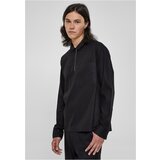 UC Men Cotton linen polo shirt with zipper black Cene