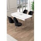 Hanah home trpezarijski set Pale, sto na razvlačenje i 4 stolice, bela ploča, hromirane noge, crna tkanina Babyface | Eponuda.com