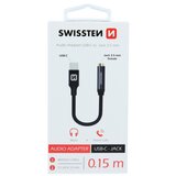 Swissten kabel audio, stereo, USB-C na audio 3.5mm ženski, 15cm, crni | shoptok.hr