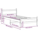 vidaXL Posteljni okvir brez vzmetnice 90x190 cm trdna borovina | Shoptok.si