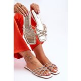 Boto Women's Shoes with Stripes and Rhinestones Gold Leomi | Shoptok.si