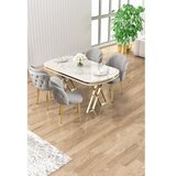 Hanah home Set trpezarijskog stola i stolica (5 delova) Zae White Marble Gold Grey | Eponuda.com