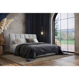 MID.YOU OBLAZINJENA POSTELJA 160 cm x 200 cm , les, tekstil, leseni material siva | Shoptok.si