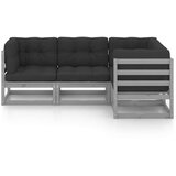  4-dijelna vrtna garnitura od masivne borovine s jastucima | shoptok.hr