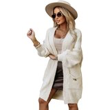 numoco basic 628-1 Fashionable oversized cardigan with a decorative brooch and practical pockets - beige | Shoptok.si