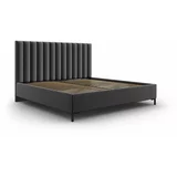 Mazzini Beds Temno siva oblazinjena zakonska postelja s prostorom za shranjevanje z letvenim dnom 180x200 cm Casey –