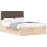 vidaXL Posteljni okvir z oblazinjenim vzglavjem Taupe 120 x 200 cm, (5000100762) | Shoptok.si