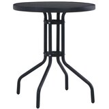 vidaXL Vrtna miza črna 80 cm jeklo in steklo | Shoptok.si