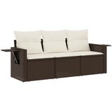 3-dijelni set vrtnih sofa s jastucima smeđi od poliratana | shoptok.hr
