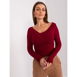 Fashion Hunters Burgundy fitted viscose blouse | Shoptok.si