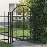  Vrata za ogradu ASSEN s lučnim vrhom čelik 102x125 cm crna | shoptok.hr