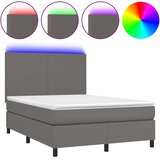  box spring s madracem LED sivi 140x190cm od umjetne kože | shoptok.hr
