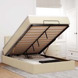 VidaXL Otomanski okvir kreveta s madracem krem 120x200cm od tkanine VidaXL Otomanski okvir kreveta s madracem krem 120x200cm od tkanine Slike