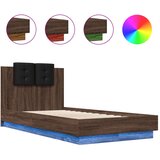  The Living Store Posteljni okvir z vzglavjem in LED rjavi hrast 90x190 cm - Posteljni Okvir, (21450612) | Shoptok.si
