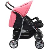  Otroški voziček za dvojčke roza in črn jeklen, (20939286) | Shoptok.si