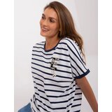 Fashion Hunters White and navy oversize striped blouse Cene