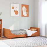 vidaXL Posteljni okvir brez vzmetnice voščeno rjav 75x190 cm borovina | Shoptok.si