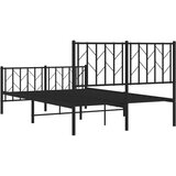 vidaXL Metalni okvir kreveta uzglavlje i podnožje crni 120x190 cm | shoptok.hr