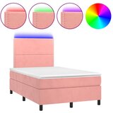 Krevet box spring s madracem LED ružičasti 120x200cm baršunasti | Eponuda.ba