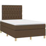 vidaXL Box spring postelja z vzmetnico temno rjava 120x190 cm blago, (21111900) Cene