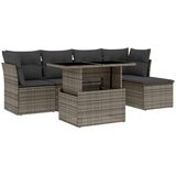  6-dijelni set vrtnih sofa od poliratana s jastucima sivi | shoptok.hr