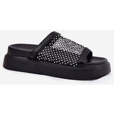 S. BARSKI Embellished Women's Platform Slippers With Mesh Black S.Barski MY51-016 | Shoptok.si