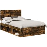  Krevetna konstrukcija s uzglavljem Dimljeni hrast 135 x 190 cm | shoptok.hr