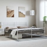  Metalni okvir kreveta uzglavlje i podnožje bijeli 193x203 cm | shoptok.hr