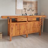 vidaXL Delovna miza s predali in primeži 192x62x83 cm trdna akacija | Shoptok.si