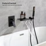 ELITE EDITION Stenska armatura za kad BSW1678 s slapnim izlivom in ročno prho, mat črna | Shoptok.si