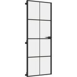 Sobna vrata tanka crna 76 x 201,5 cm kaljeno staklo i aluminij | shoptok.hr