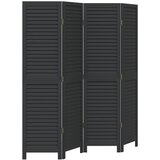 Furnova Paravan 4-delni črn trden les pavlovnije, (21929966) | Shoptok.si