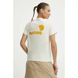 Fjallraven Kratka majica Walk With Nature ženska, bež barva, F14600171