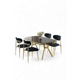 Hanah home Set trpezarijskog stola i stolica (5 delova) Olya Black Marble Gold Anthracite | Eponuda.com