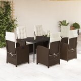  5-dijelni vrtni blagovaonski set s jastucima poliratan smeđi Smeđa 140 cm table length | shoptok.hr
