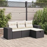  4-dijelni set vrtnih sofa od poliratana s jastucima crni | shoptok.hr