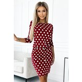 Numoco 13-164 Sports dress with binding and pockets - burgundy + polka dots | shoptok.hr