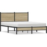 vidaXL Kovinski posteljni okvir z vzglavjem sonoma hrast 140x190 cm Cene