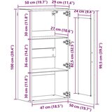 vidaXL Kabinetski zidni Beton siva 55 x 29 x 100 cm Konstruirano drvo | shoptok.hr