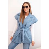 Kesi Włoski Women's quilted vest with a belt and wide collar denim | shoptok.hr