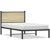 vidaXL Kovinski posteljni okvir z vzglavjem sonoma hrast 100x200 cm Cene