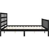  Za krevet s uzglavljem crni 200 x 200 cm od masivnog drva | shoptok.hr