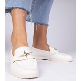 Gemre White women's loafers with a gold ornament Senna | Shoptok.si