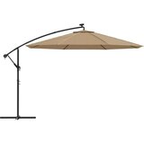  Konzolni suncobran s LED svjetlima i metalnom šipkom 350 cm bež | shoptok.hr