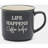 Sinsay Keramička šalica s drškom LIFE HAPPENS Coffee helps | shoptok.hr