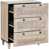 vidaXL Strani šal s predalom Bela 60 x 33 x 75 cm trden mangov les | Shoptok.si