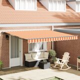 vidaXL Retraktilna tenda Rumena in oranžna 400x300 cm Poliester | Shoptok.si