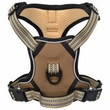 vidaXL Pasja oprsnica z odsevnimi trakovi nastavljiva rjava XL | Shoptok.si